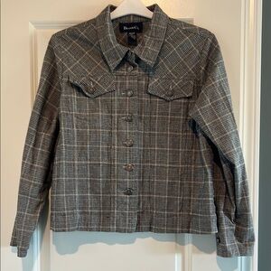 Denim&Co Women's Gray Plaid Jean Jacket